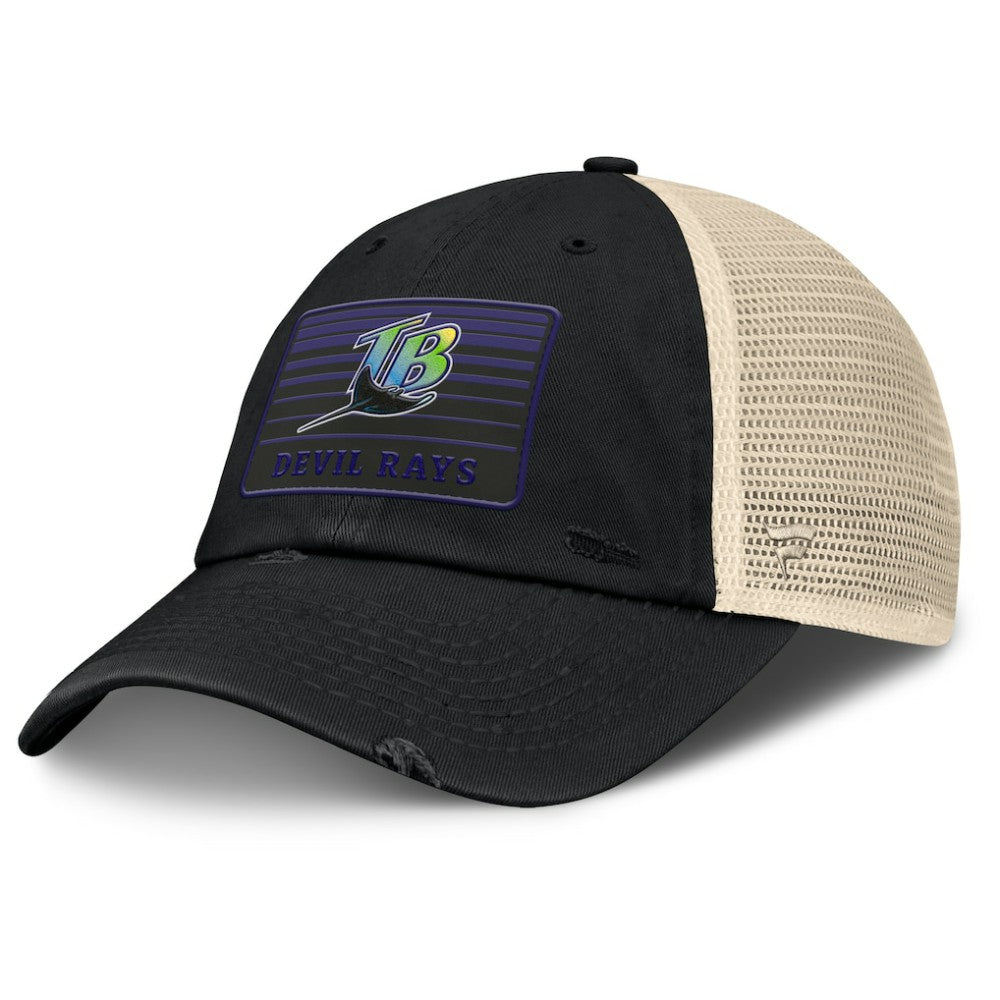 Tampa Bay Rays Cooperstown Collection Eastbound Mesh Adjustable Hat - Black/Natural