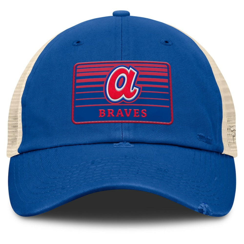 Atlanta Braves Cooperstown Collection Eastbound Mesh Adjustable Hat - Royal/Natural