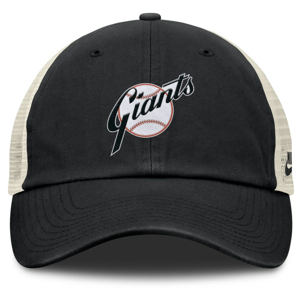 San Francisco Giants Cooperstown Collection Club Trucker Adjustable Hat - Black/Natural | Nike