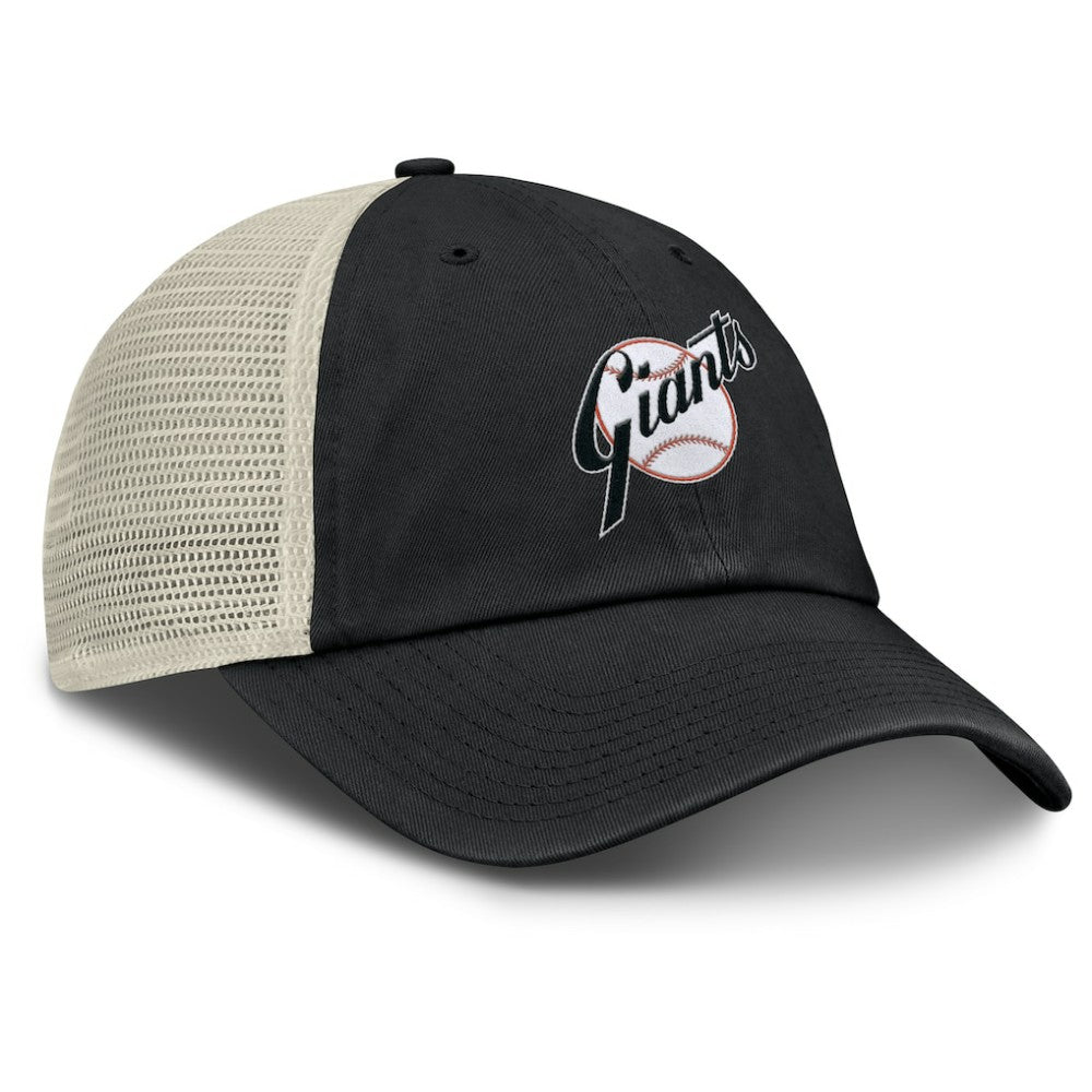 San Francisco Giants Cooperstown Collection Club Trucker Adjustable Hat - Black/Natural | Nike