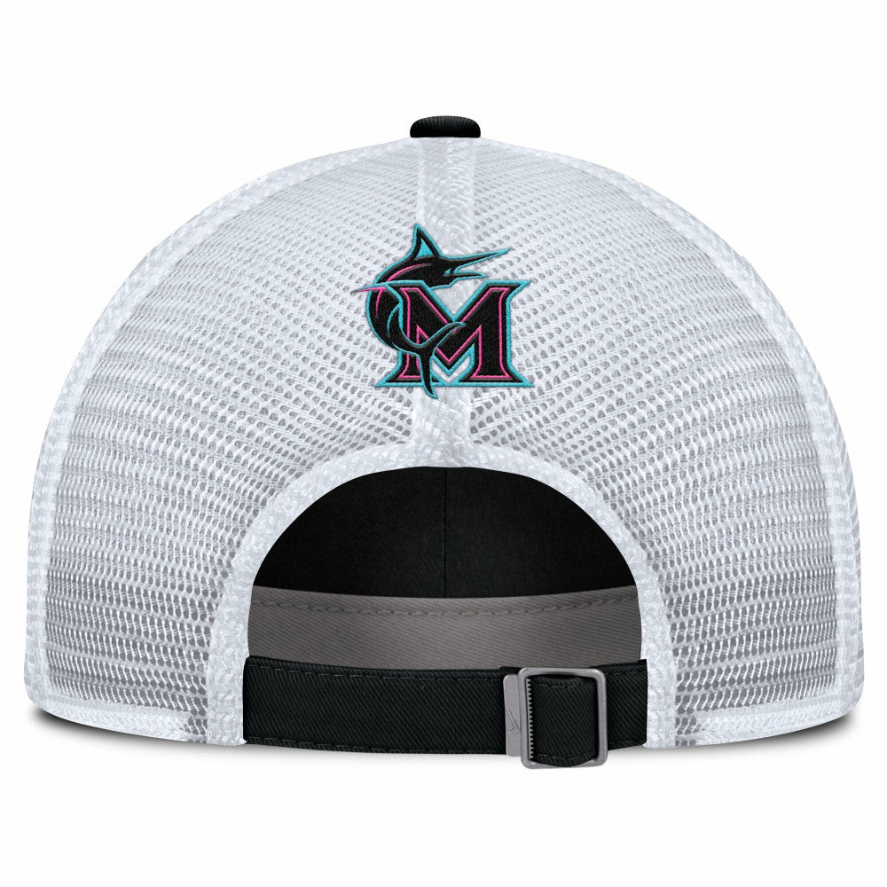 Miami Marlins Unisex 2025 City Connect Trucker Adjustable Hat - Black/White | Nike