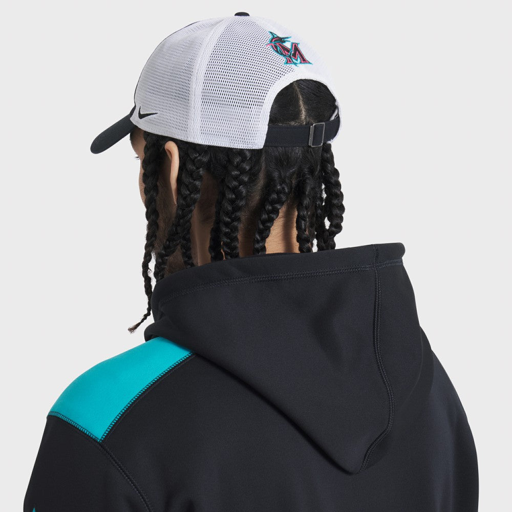 Miami Marlins Unisex 2025 City Connect Trucker Adjustable Hat - Black/White | Nike
