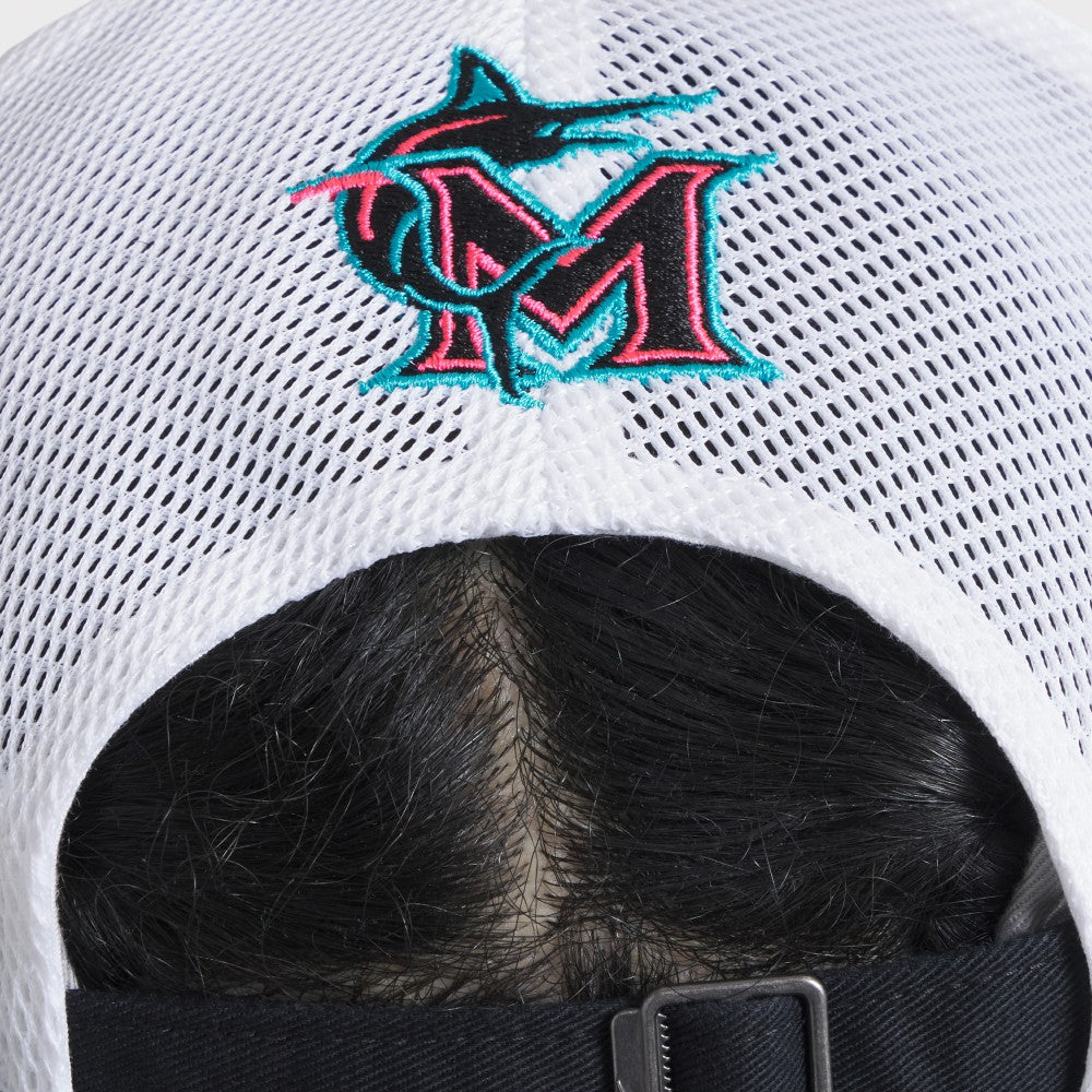 Miami Marlins Unisex 2025 City Connect Trucker Adjustable Hat - Black/White | Nike