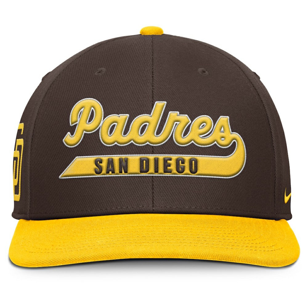 San Diego Padres Pro Performance Snapback Hat - Brown/Gold | Nike