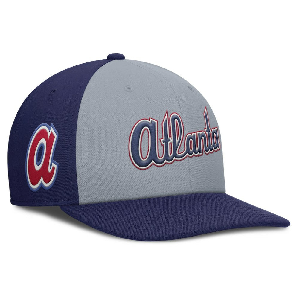 Atlanta Braves Pro Performance Snapback Hat - Gray/Royal | Nike