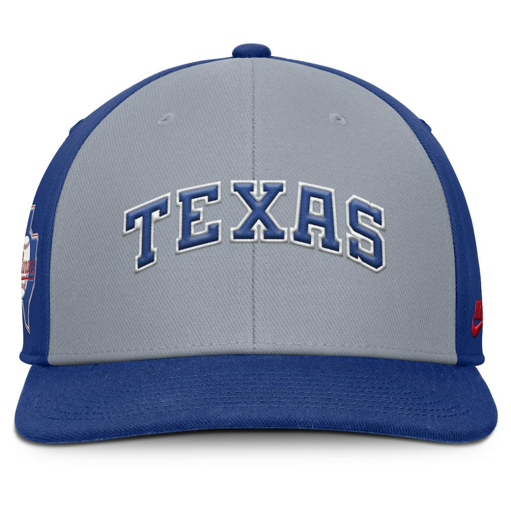 Texas Rangers Pro Performance Snapback Hat - Gray/Royal | Nike