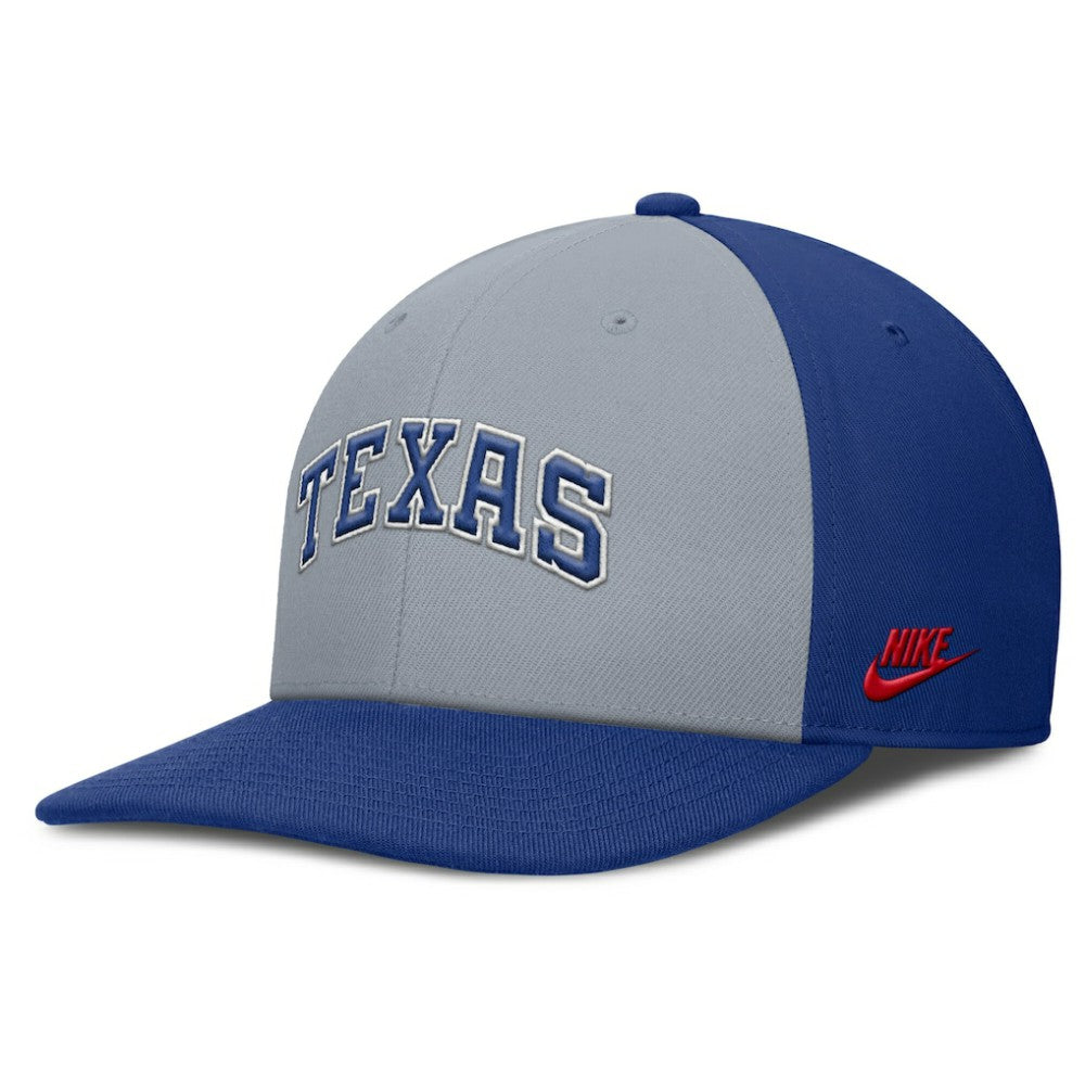 Texas Rangers Pro Performance Snapback Hat - Gray/Royal | Nike