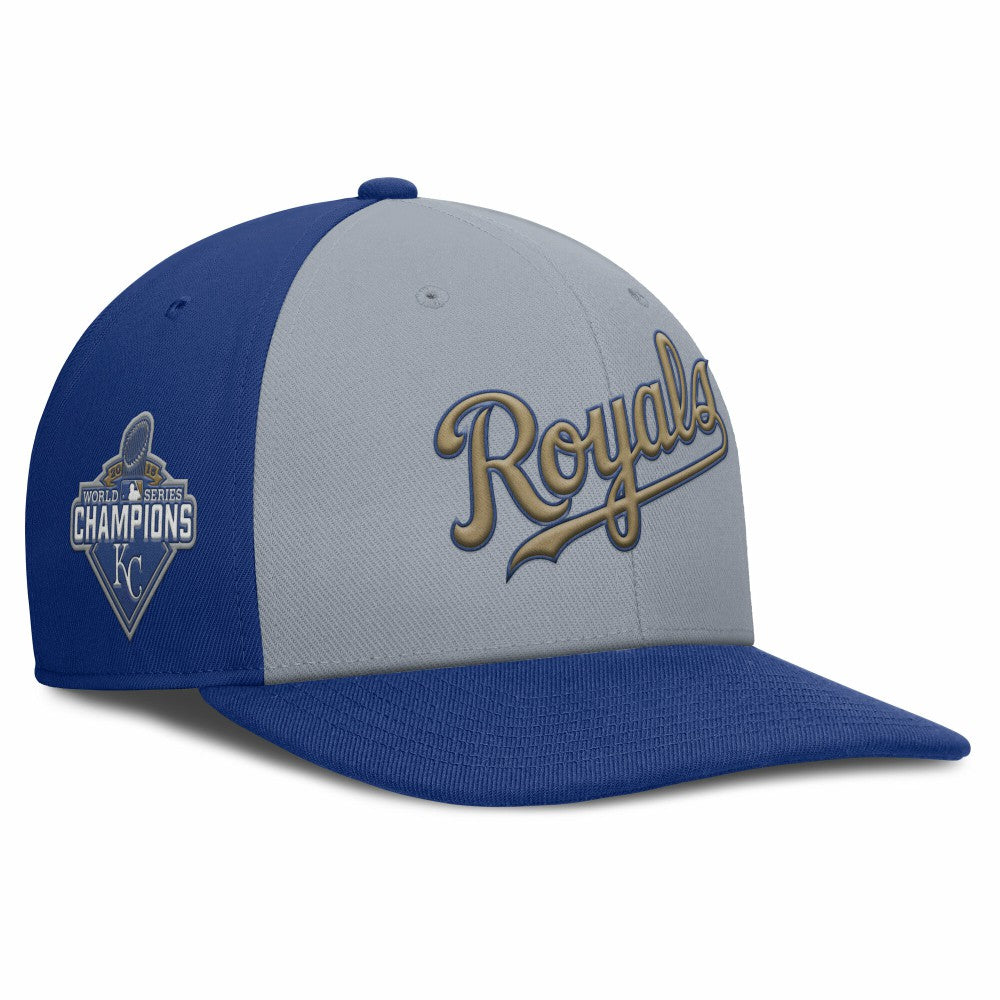 Kansas City Royals Pro Performance Snapback Hat - Gray/Royal | Nike