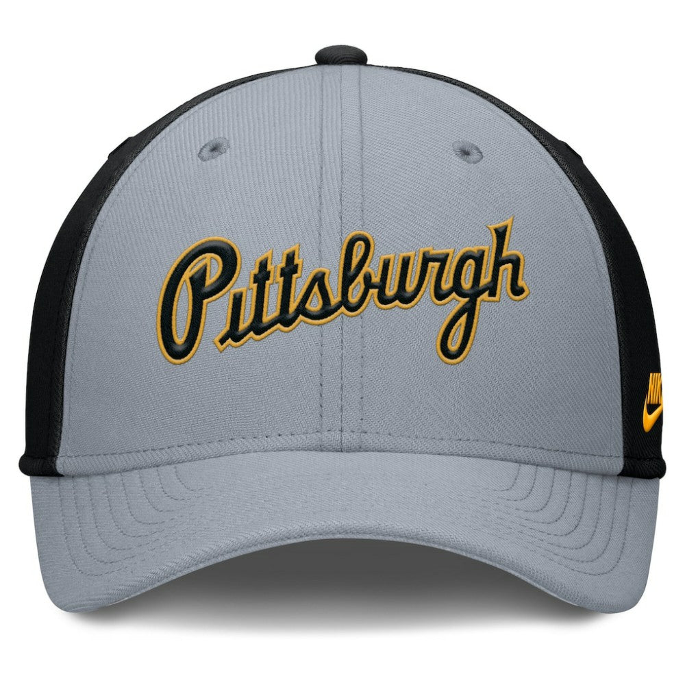 Pittsburgh Pirates Rise Swoosh Performance Flex Hat - Gray/Black | Nike