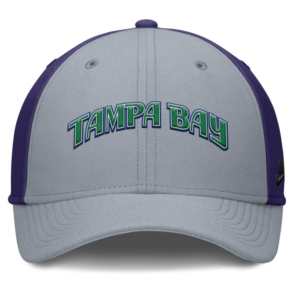 Tampa Bay Rays Rise Swoosh Performance Flex Hat - Gray/Purple | Nike