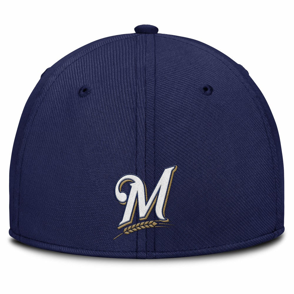 Milwaukee Brewers Rise Swoosh Performance Flex Hat - Gray/Navy | Nike
