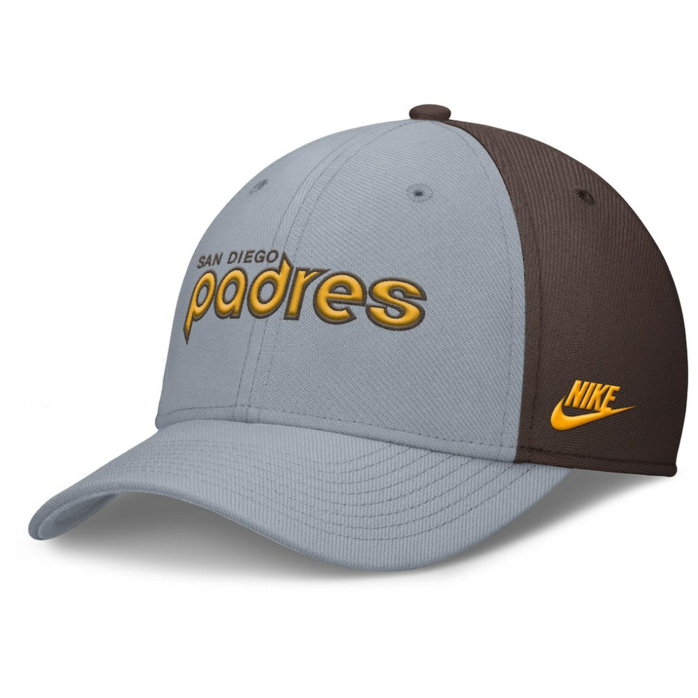 San Diego Padres Rise Swoosh Performance Flex Hat - Gray/Brown | Nike
