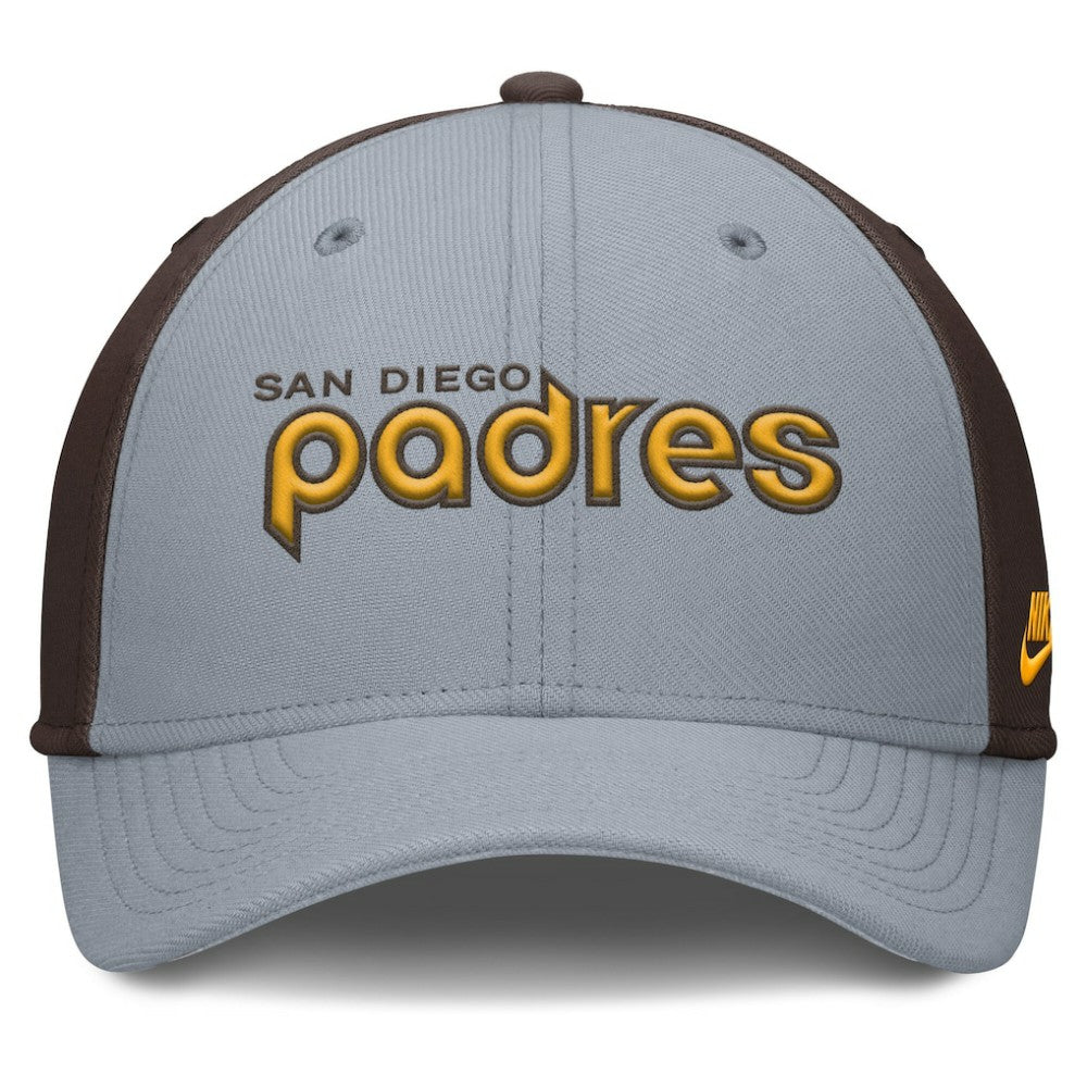San Diego Padres Rise Swoosh Performance Flex Hat - Gray/Brown | Nike