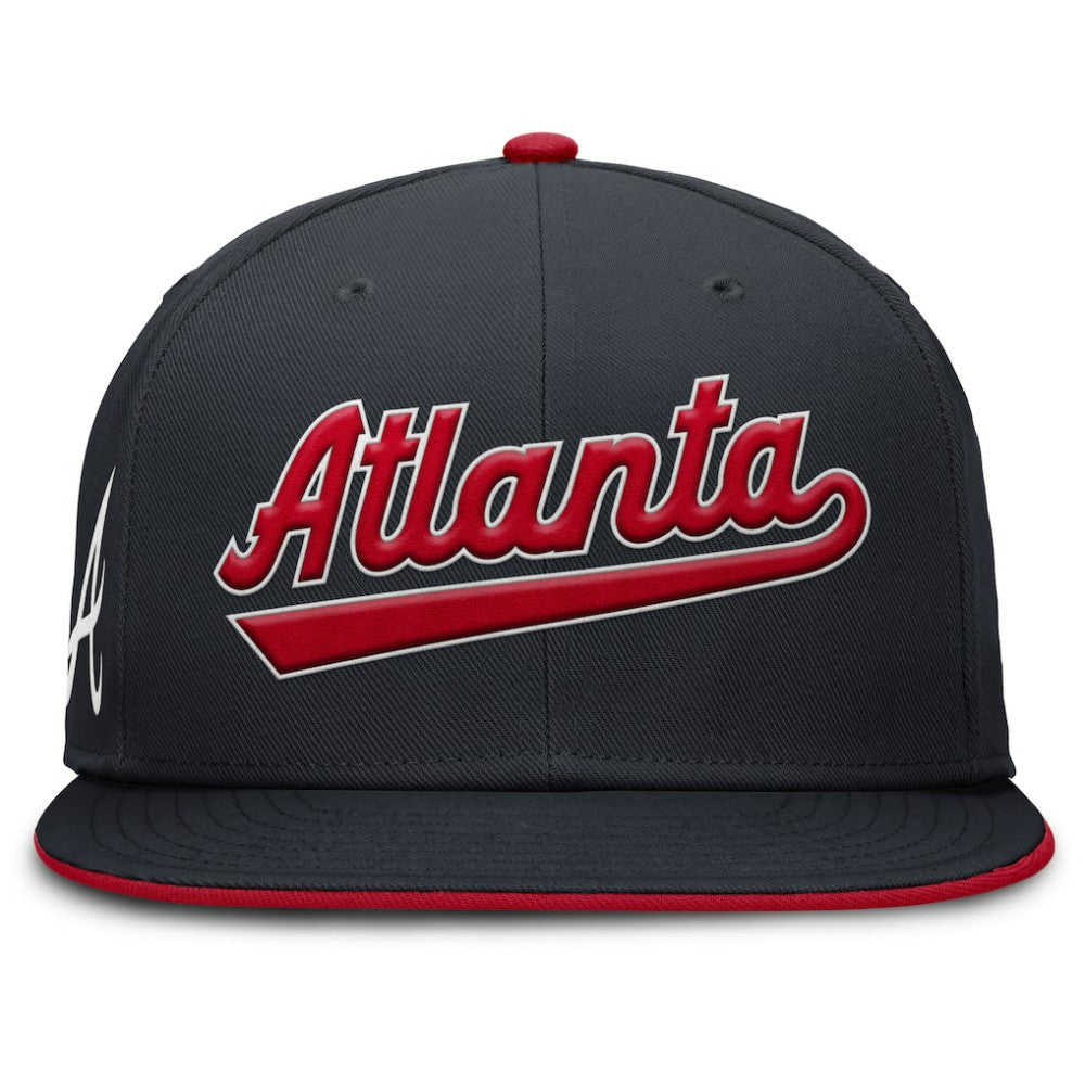 Atlanta Braves Primetime Dri-FIT Round Bill True Fitted Hat - Navy | Nike