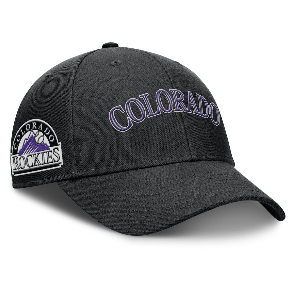 Colorado Rockies Rise Gaberdine Adjustable Hat - Black | Nike