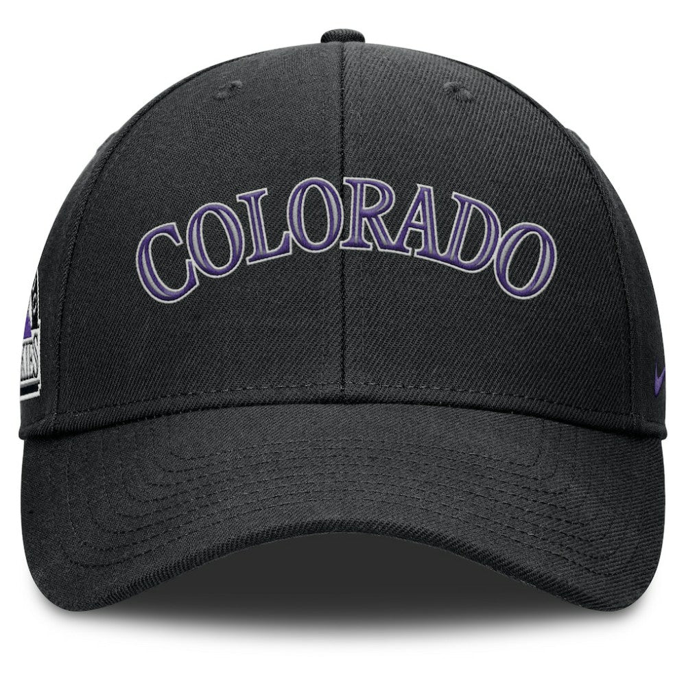 Colorado Rockies Rise Gaberdine Adjustable Hat - Black | Nike