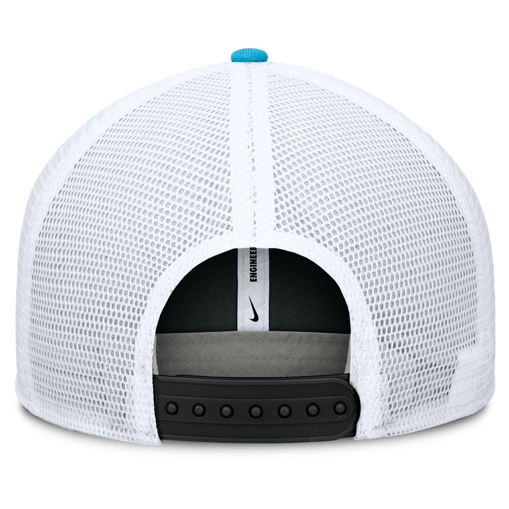 Miami Marlins Pro Performance Trucker Snapback Hat - Black/Light Blue | Nike