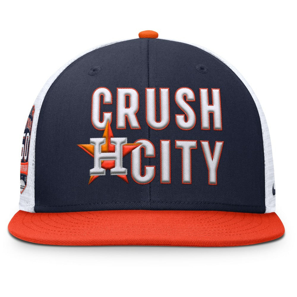 Houston Astros Pro Performance Trucker Snapback Hat - Navy/Orange | Nike