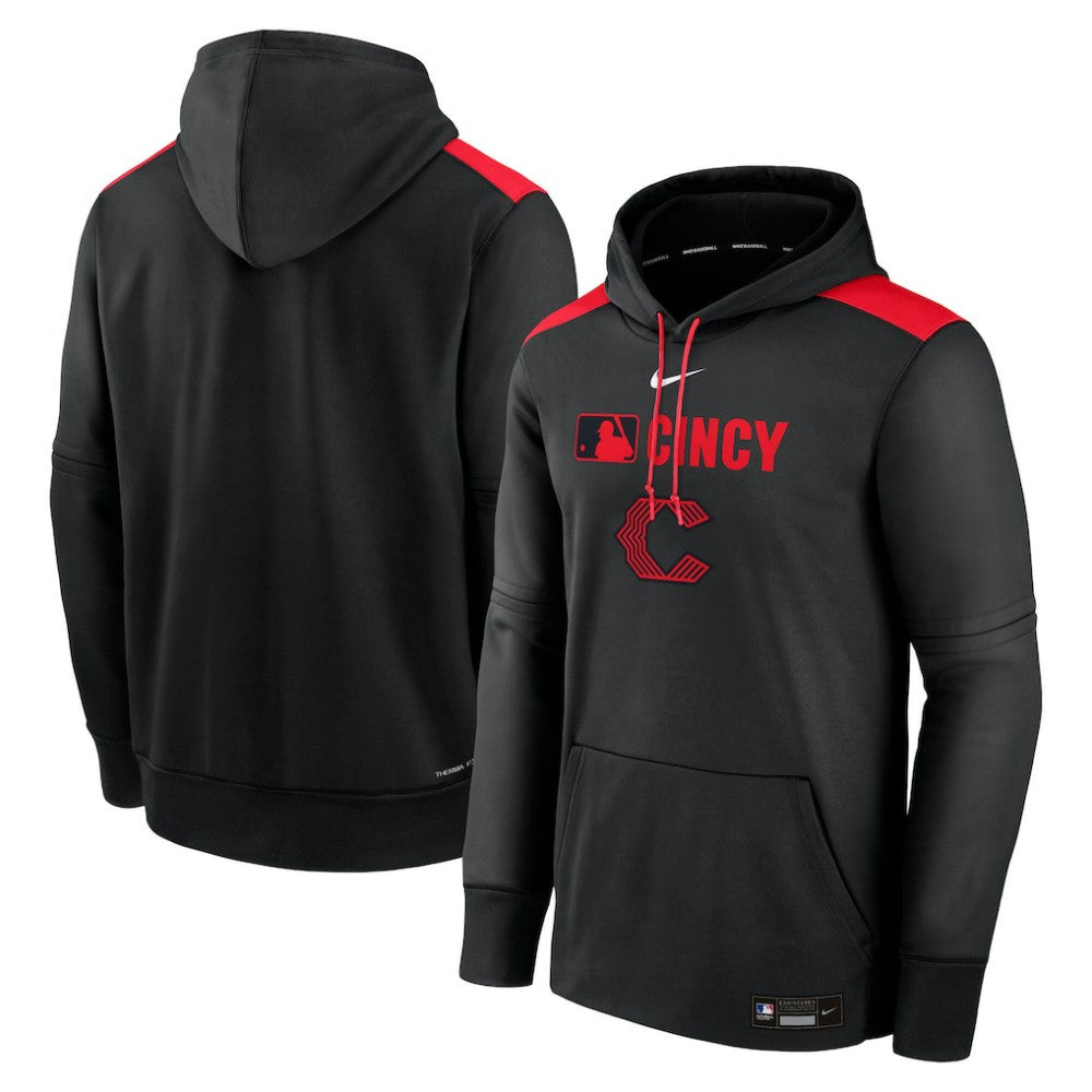 Cincinnati Reds Authentic Collection City Connect Therma Pullover Hoodie - Black | Nike