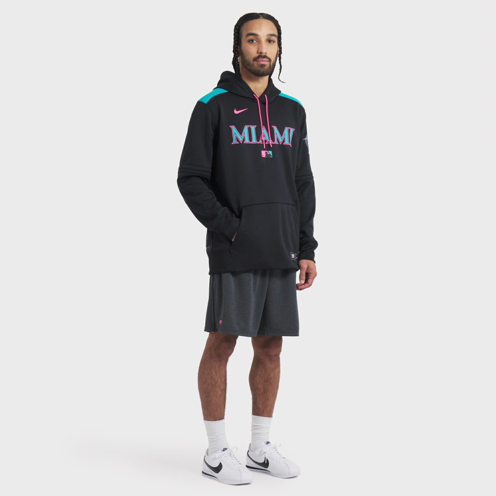 Miami Marlins 2025 City Connect Authentic Collection Therma Pullover Hoodie - Black | Nike