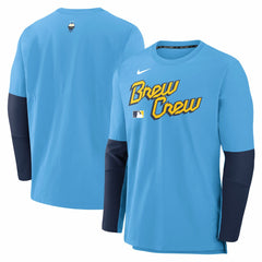 Milwaukee Brewers 2025 City Connect Authentic Collection Player Dri-FIT Lightweight Pullover - Light Blue | Nike