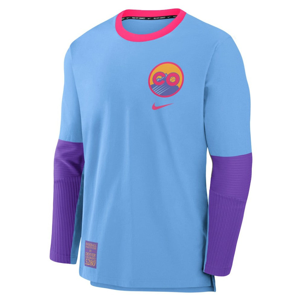 Colorado Rockies 2025 City Connect Authentic Collection Player Dri-FIT Lightweight Pullover - Light Blue | Nike