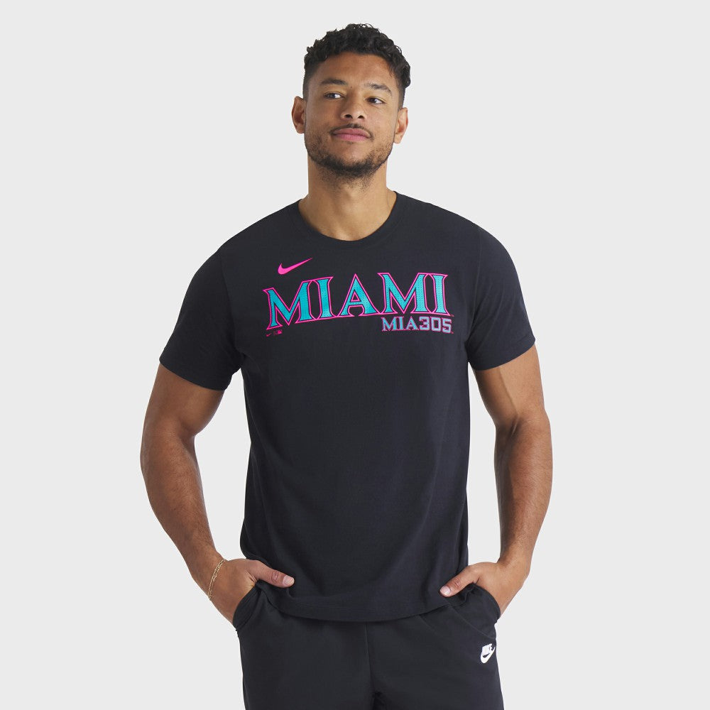 Miami Marlins City Connect Wordmark T-Shirt - Black | Nike