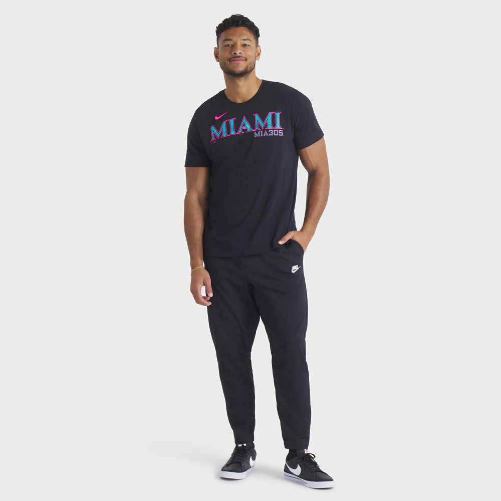 Miami Marlins City Connect Wordmark T-Shirt - Black | Nike