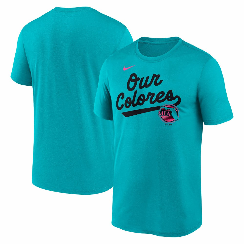 Miami Marlins 2025 City Connect Team Phrase Script Legend Performance T-Shirt - Teal | Nike