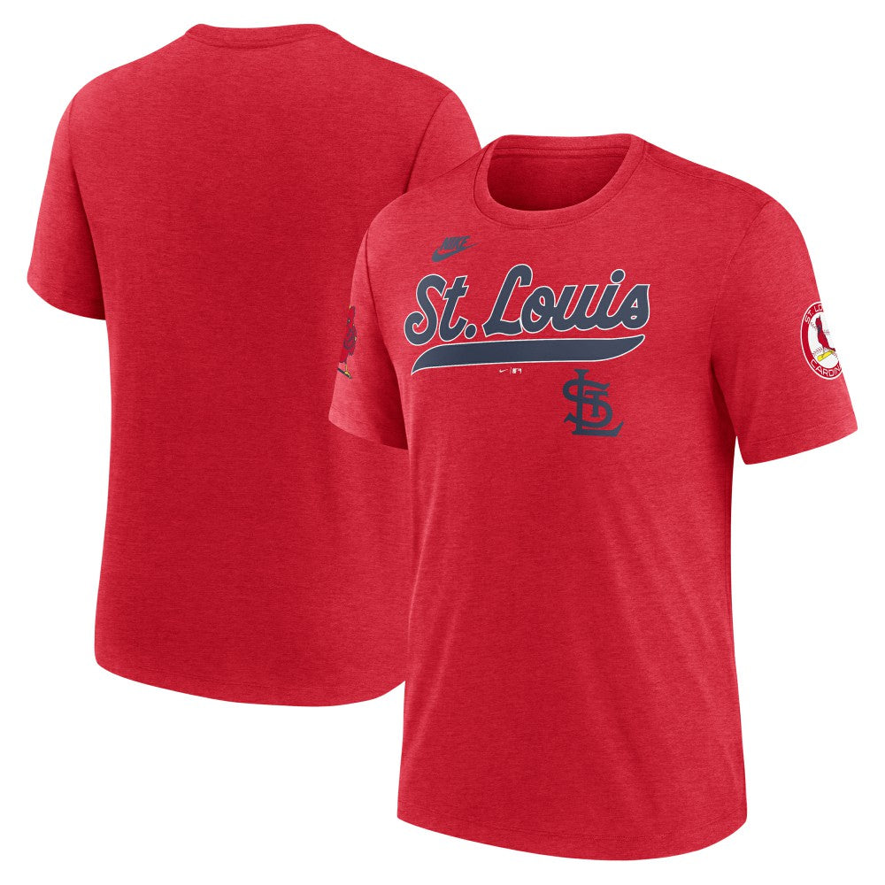 St. Louis Cardinals Cooperstown Collection Eras Tri-Blend T-Shirt - Heather Red | Nike