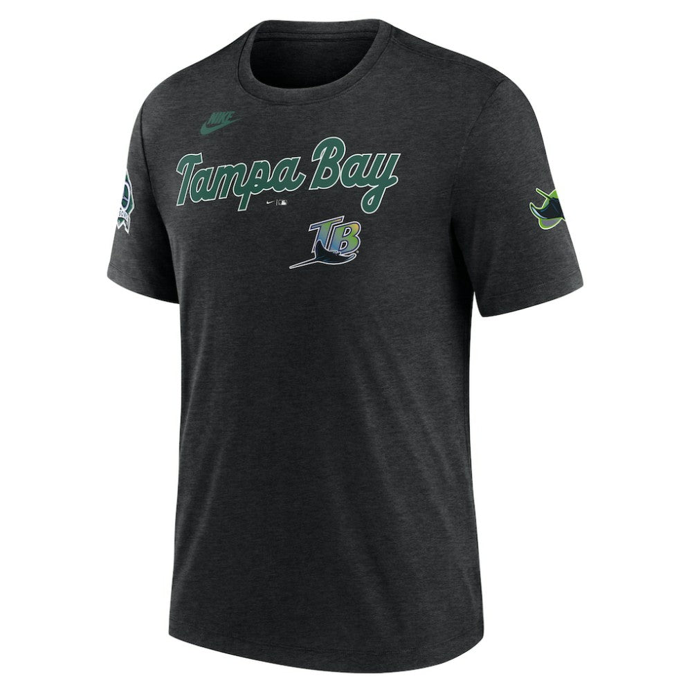 Tampa Bay Rays Cooperstown Collection Eras Tri-Blend T-Shirt - Heather Black | Nike