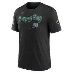 Tampa Bay Rays Cooperstown Collection Eras Tri-Blend T-Shirt - Heather Black | Nike