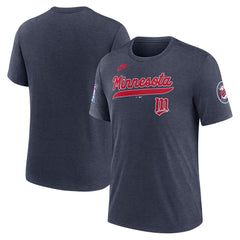 Minnesota Twins Cooperstown Collection Eras Tri-Blend T-Shirt - Heather Navy | Nike