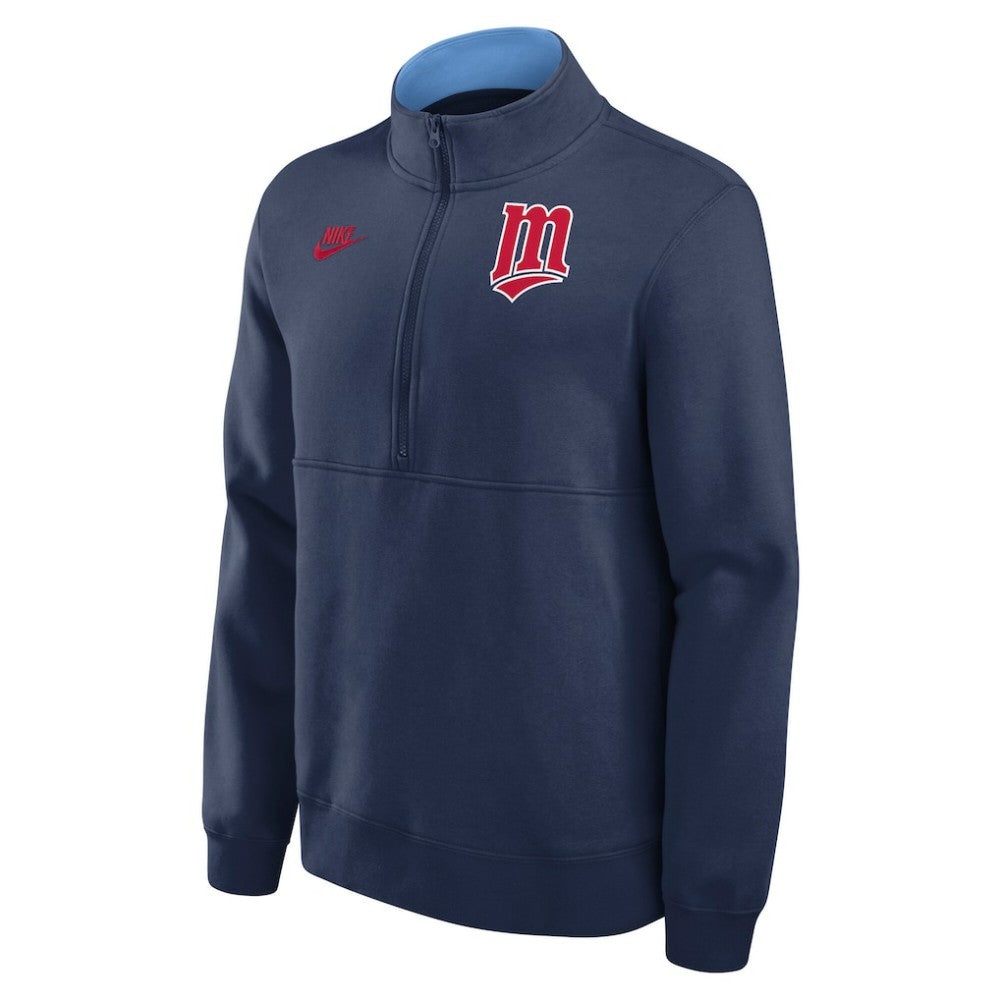 Minnesota Twins Cooperstown Collection Fleece Half-Zip Pullover - Navy | Nike