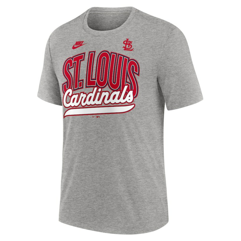 St. Louis Cardinals Cooperstown Collection Retro Tri-Blend T-Shirt - Heather Gray | Nike