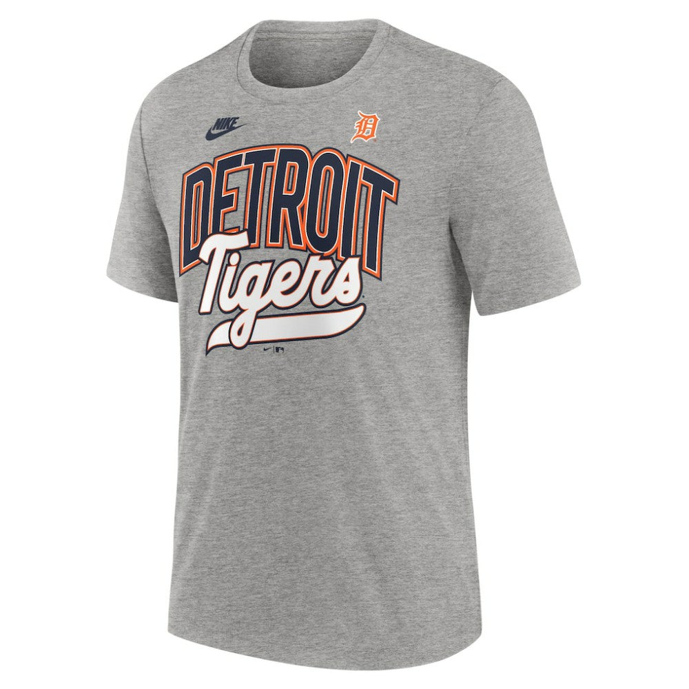 Detroit Tigers Cooperstown Collection Retro Tri-Blend T-Shirt - Heather Gray | Nike