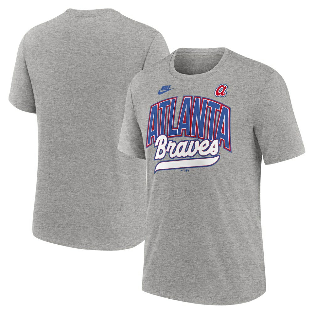 Atlanta Braves Cooperstown Collection Retro Tri-Blend T-Shirt - Heather Gray | Nike
