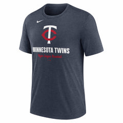 Minnesota Twins Logo Tri-Blend T-Shirt - Heather Navy | Nike