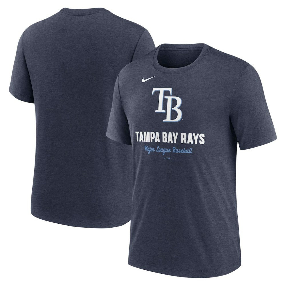 Tampa Bay Rays Logo Tri-Blend T-Shirt - Heather Navy | Nike