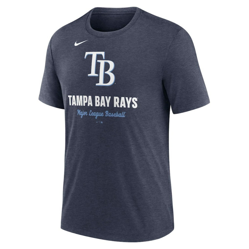 Tampa Bay Rays Logo Tri-Blend T-Shirt - Heather Navy | Nike