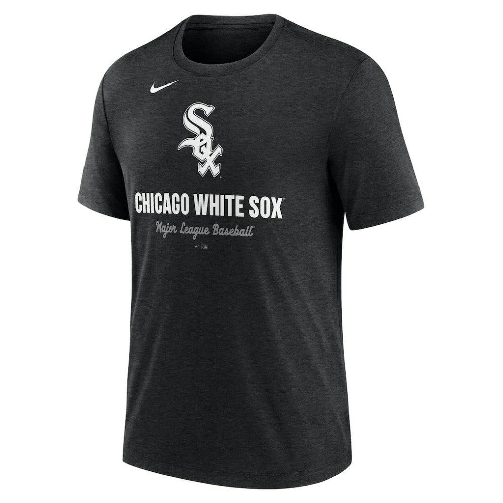 Chicago White Sox Logo Tri-Blend T-Shirt - Heather Black | Nike