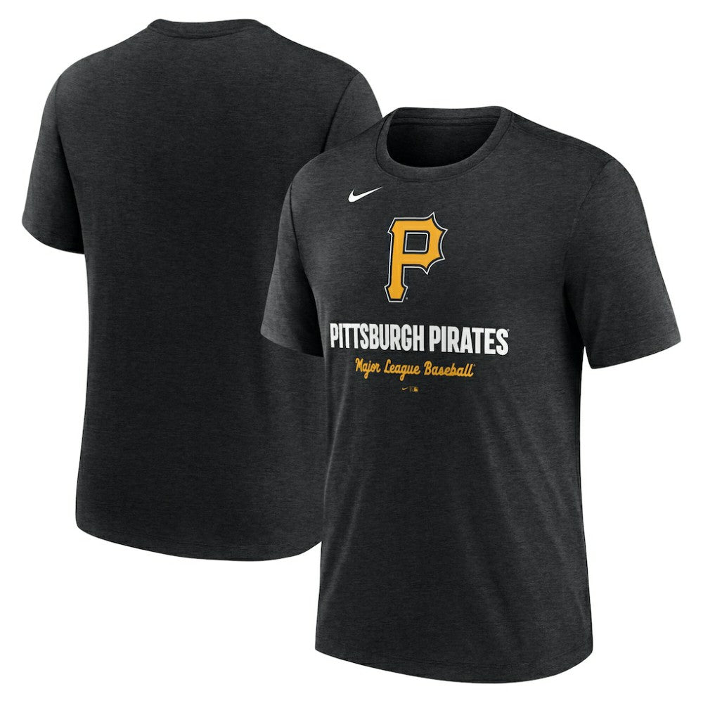 Pittsburgh Pirates Logo Tri-Blend T-Shirt - Heather Black | Nike