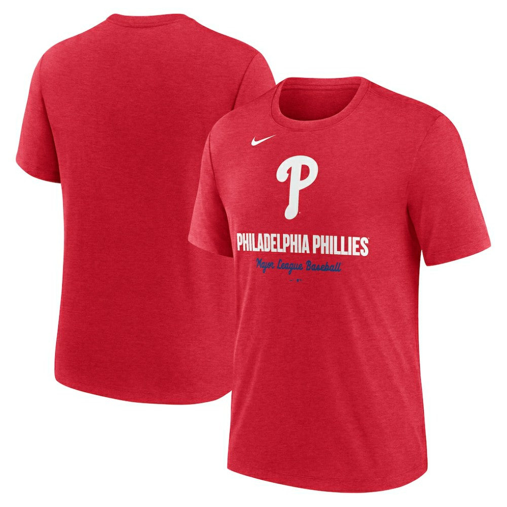 Philadelphia Phillies Logo Tri-Blend T-Shirt - Heather Red | Nike