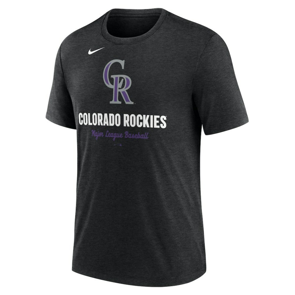 Colorado Rockies Logo Tri-Blend T-Shirt - Heather Black | Nike