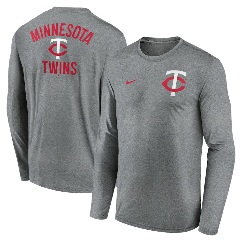 Minnesota Twins 2-Hit Legend Dri-FIT Long Sleeve T-Shirt - Heather Charcoal | Nike
