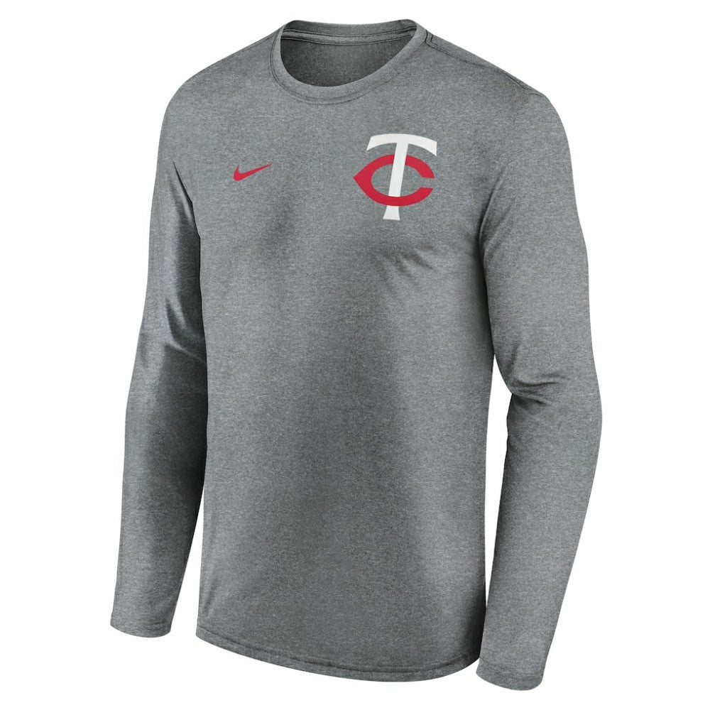 Minnesota Twins 2-Hit Legend Dri-FIT Long Sleeve T-Shirt - Heather Charcoal | Nike