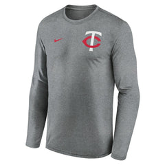 Minnesota Twins 2-Hit Legend Dri-FIT Long Sleeve T-Shirt - Heather Charcoal | Nike