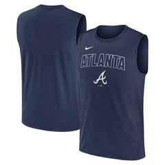 Atlanta Braves Knockout Dri-FIT Muscle Tank Top - Navy | Nike