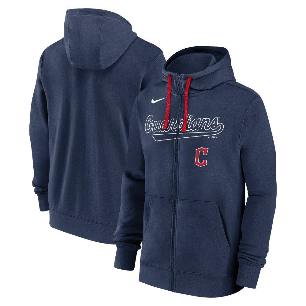 Cleveland Guardians Knockout Script Full-Zip Hoodie - Navy | Nike