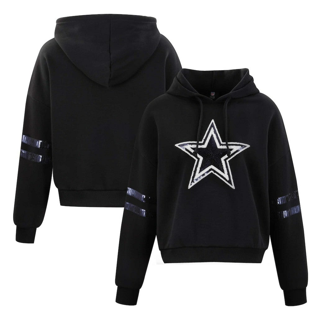 NFL Dallas Cowboys Cuce Women's Cropped Sequins Pullover Hoodie